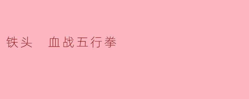 铁头血战五行拳——顽强精神与传统武术的完美结合